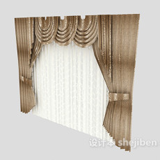 现代客厅窗帘3d模型下载