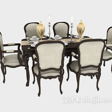 欧式家居休闲餐桌3d模型下载