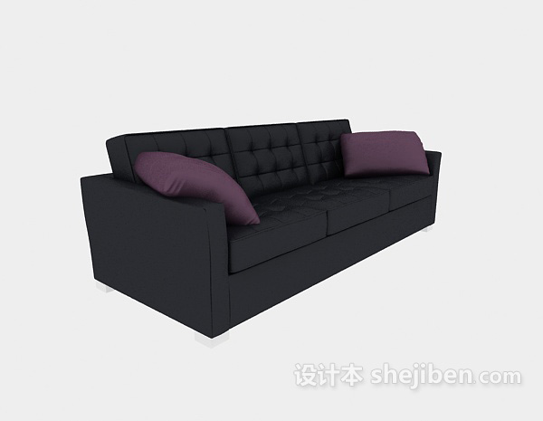 皮质三人沙发3d模型下载