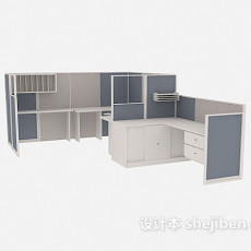 现代白色办公桌3d模型下载