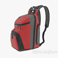 红色旅行包3d模型下载