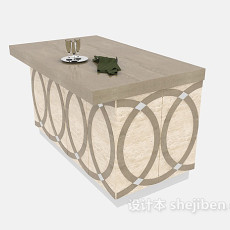 家庭木质边桌3d模型下载