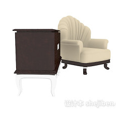 欧式单人沙发、边桌3d模型下载