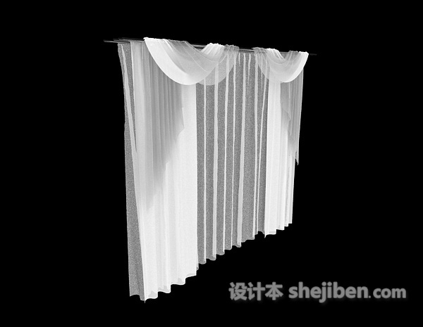 现代白色窗帘3d模型下载