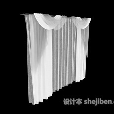 现代白色窗帘3d模型下载