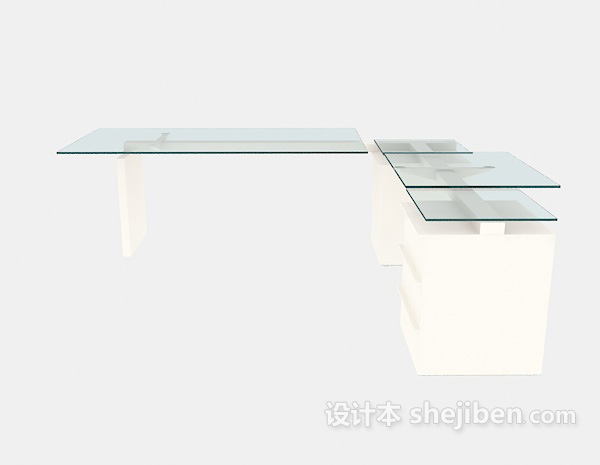 简约风格玻璃办公桌3d模型下载
