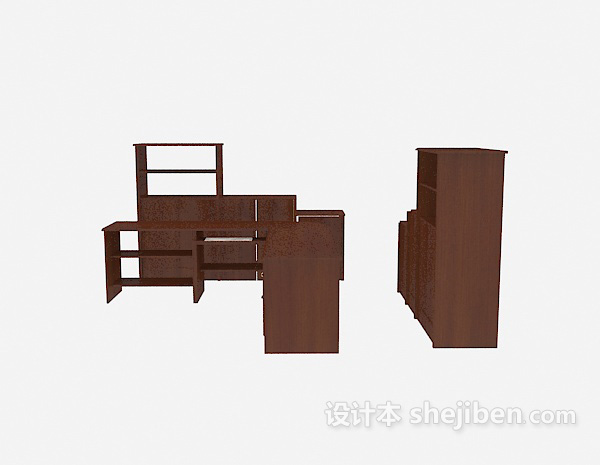 棕色办公桌、文件储柜