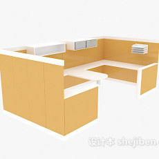 现代区域办公桌3d模型下载