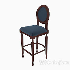 美式实木高脚椅3d模型下载