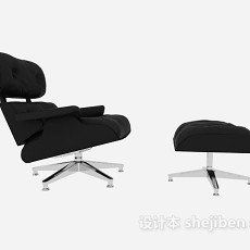 现代黑色单人休闲椅3d模型下载