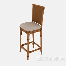 简约实木高脚椅3d模型下载