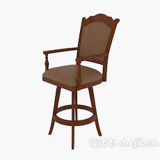 美式实木吧台椅3d模型下载