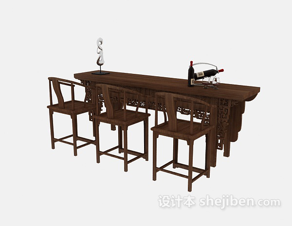 中式风格吧台桌椅组合