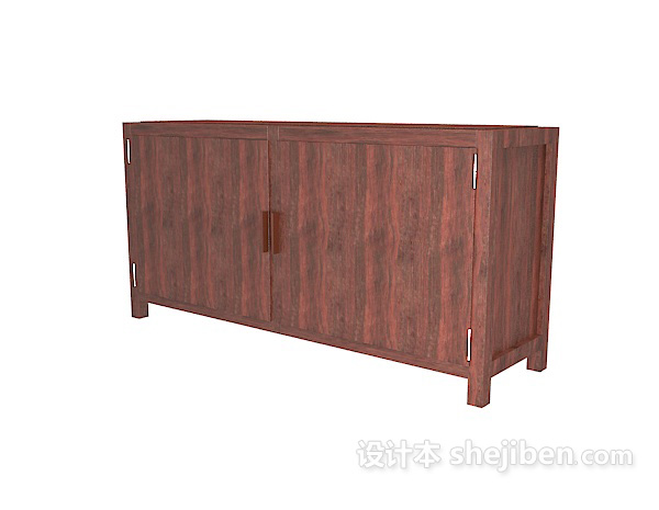现代红木储物柜3d模型下载