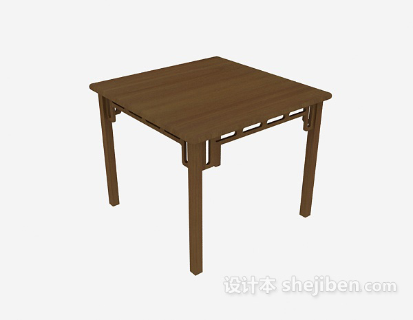 中式风格实木餐桌3d模型下载