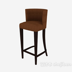 棕色简约高脚椅3d模型下载