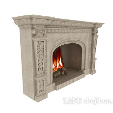 家居客厅壁炉3d模型下载