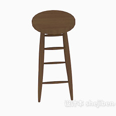 棕色实木高脚椅3d模型下载