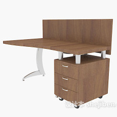 实木单人办公桌3d模型下载