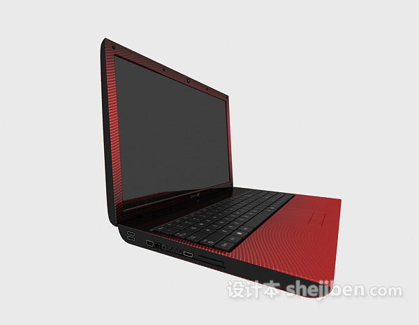 红色笔记本电脑3d模型下载