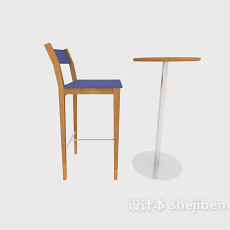 单人吧台桌椅3d模型下载