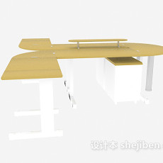 单人办公桌3d模型下载