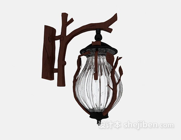 中式复古壁灯3d模型下载