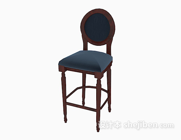 免费美式实木高脚椅3d模型下载