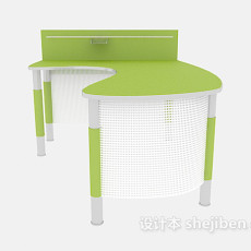 绿色清新办公桌3d模型下载