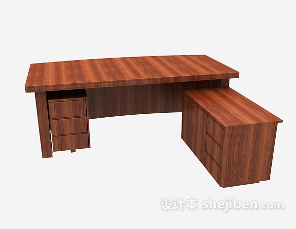 免费实木公司办公桌3d模型下载