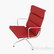 红色现代办公椅3d模型下载