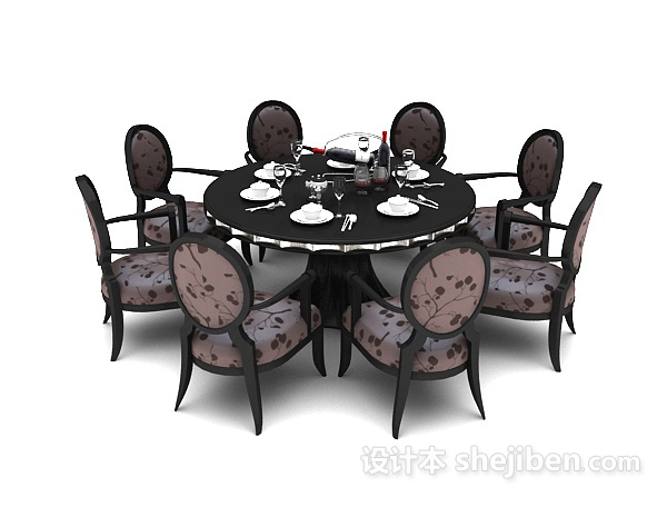 美式圆形家庭餐桌