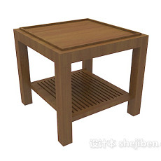欧式实木棕色边桌3d模型下载
