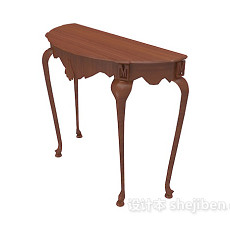 欧式风格棕色实木边桌3d模型下载