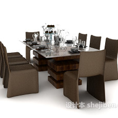 精致欧式家居餐桌3d模型下载