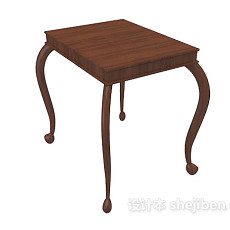 实木棕色边桌3d模型下载