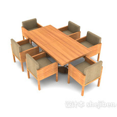 田园风格简约桌椅组合3d模型下载
