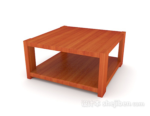 现代风格实木沙发方形茶几3d模型下载