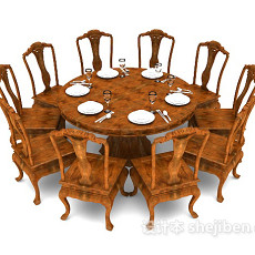 欧式传统家居餐桌3d模型下载