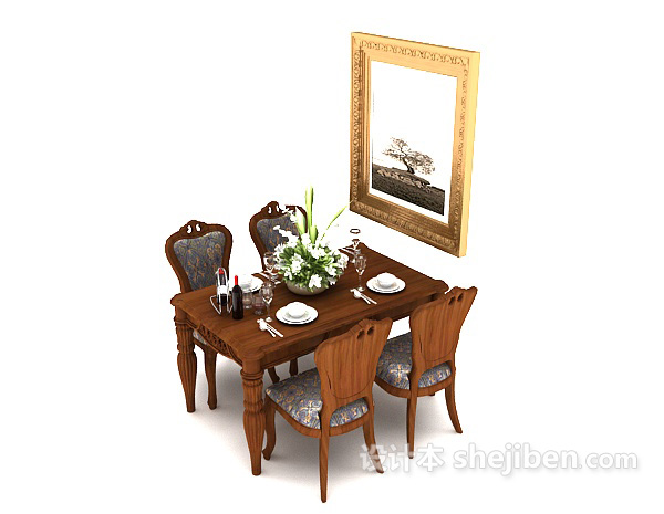 欧式棕色高级餐桌