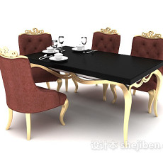 欧式高级餐桌3d模型下载