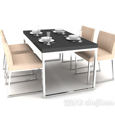 四人家庭餐桌3d模型下载