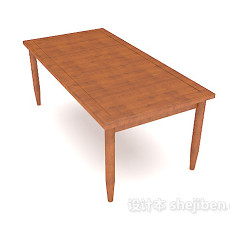 黄色简约实木餐桌3d模型下载
