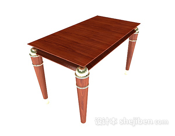 美式实木沙发茶几3d模型下载