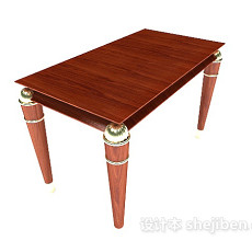 美式实木沙发茶几3d模型下载