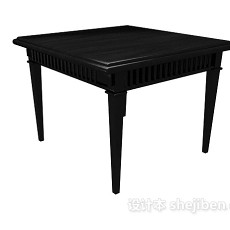 黑色家居实木餐桌3d模型下载