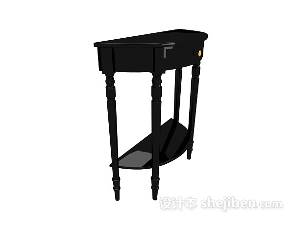 欧式实木黑色边桌3d模型下载