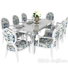 地中海餐桌餐椅3d模型下载