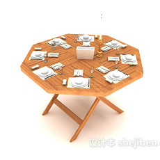 多边形餐桌3d模型下载