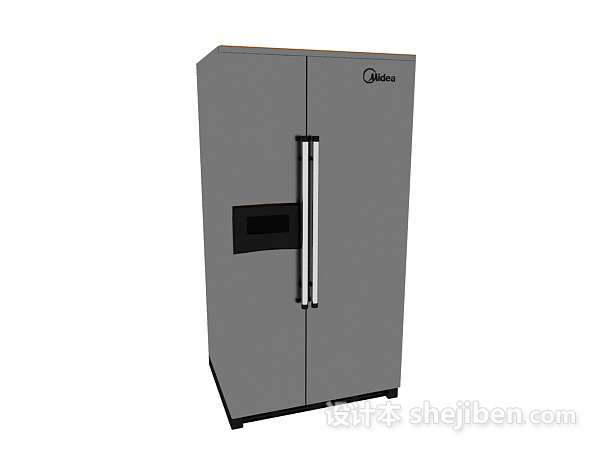 免费黑色双开门冰箱3d模型下载